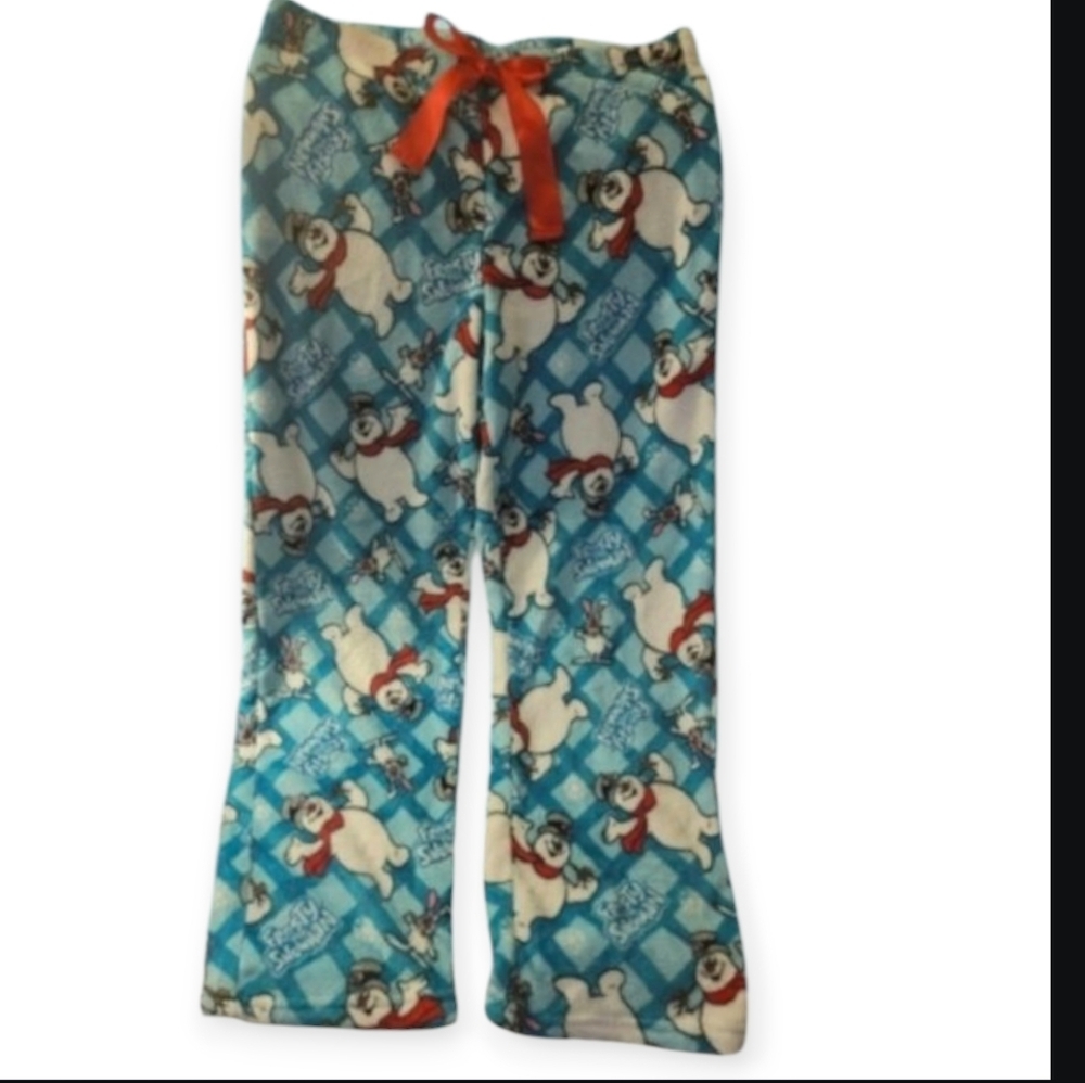 Frosty the Snowman Plush Fleece Pajama Pants Allover Graphic Adult Size‎ 12-14